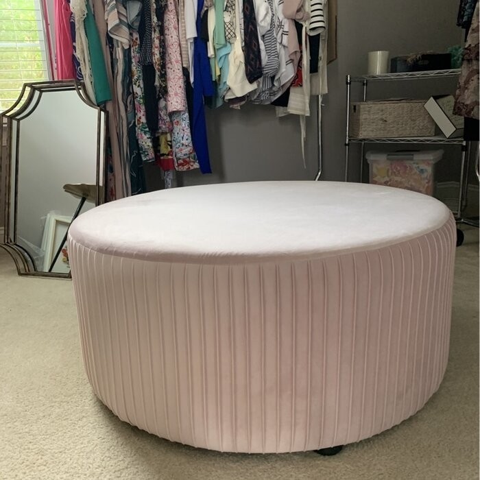 Alexandria 35.4'' Wide Velvet Round Cocktail Ottoman