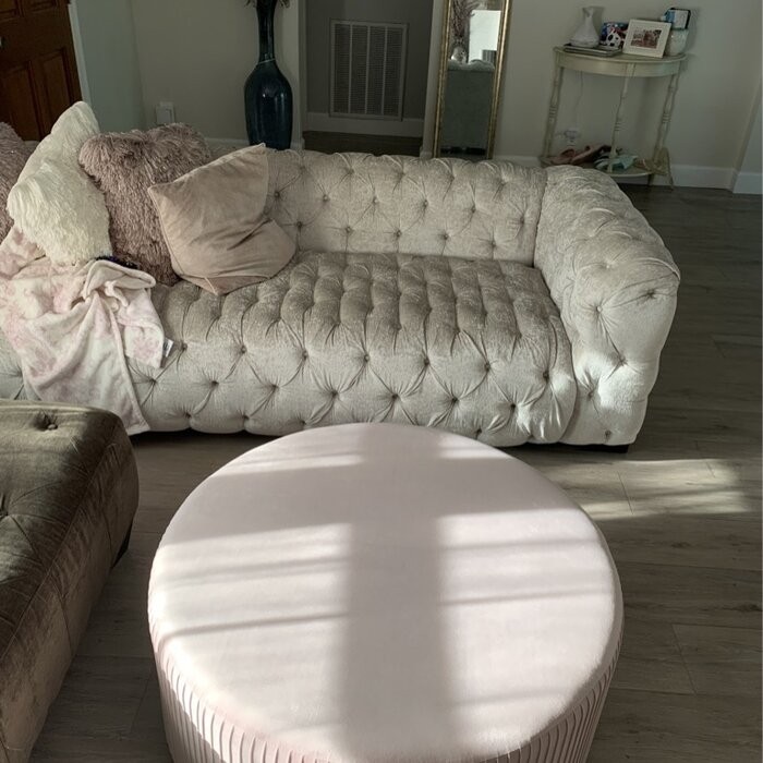 Alexandria 35.4'' Wide Velvet Round Cocktail Ottoman