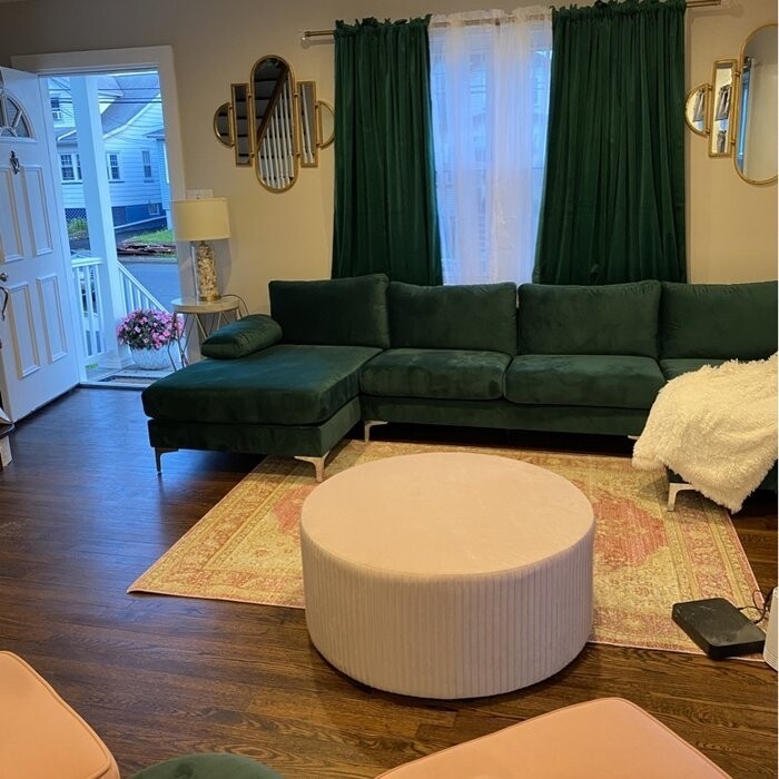 Alexandria 35.4'' Wide Velvet Round Cocktail Ottoman