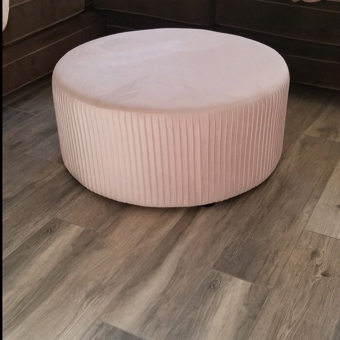Alexandria 35.4'' Wide Velvet Round Cocktail Ottoman
