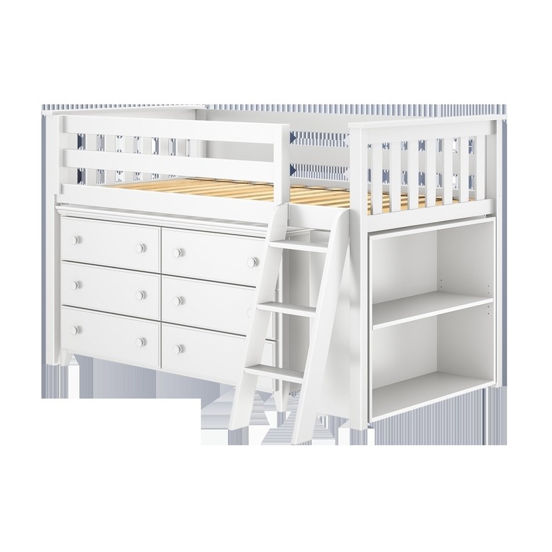 Alisi Twin 6 Drawer Solid Wood Loft Bed with Bookcase by Sand & Stable™ Baby & Kids
