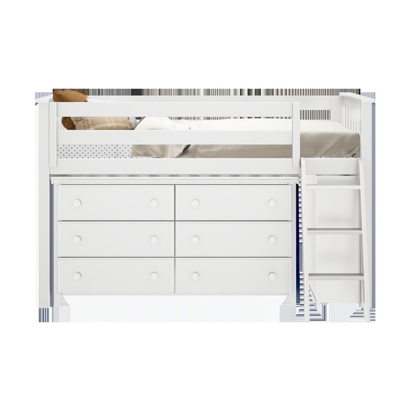 Alisi Twin 6 Drawer Solid Wood Loft Bed with Bookcase by Sand & Stable™ Baby & Kids