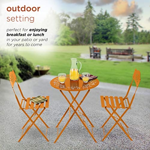 Indoor Bistro Sets Ideas On Foter   Alpine Corporation Msy100a Or Bistro Set Table 24 L X 24 W X 28 H Chair 17 L 18 W X 33 H Orange 3 