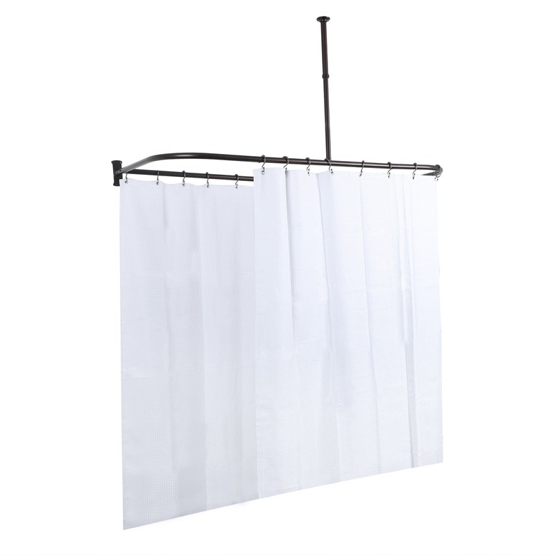 Aluminum 60" D-Shape Fixed Shower Curtain Rod