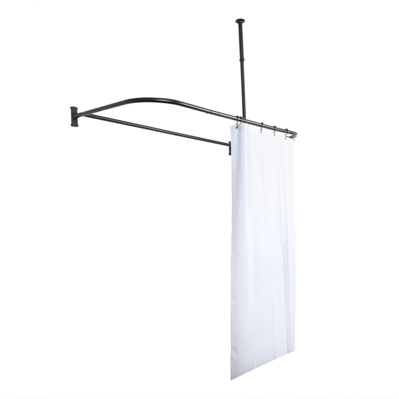 Aluminum 60" D-Shape Fixed Shower Curtain Rod