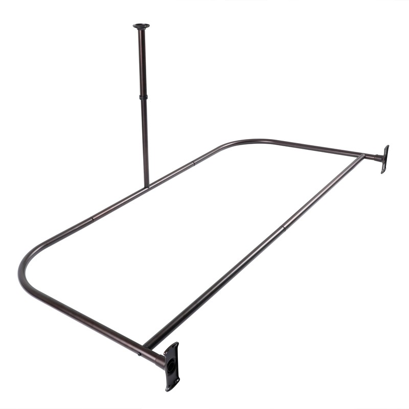 Aluminum 60" D-Shape Fixed Shower Curtain Rod