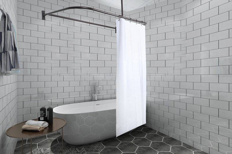 Aluminum 60" D-Shape Fixed Shower Curtain Rod
