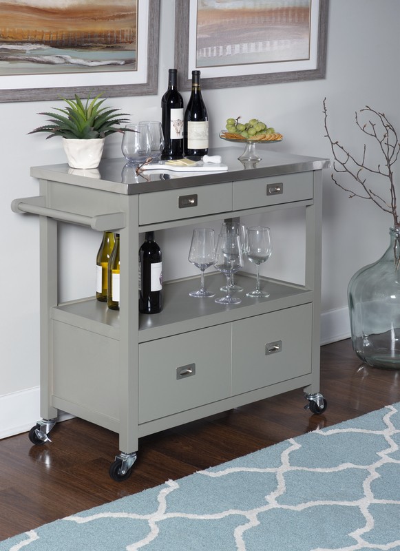 Amryis 37.5'' Wide Rolling Kitchen Cart with Stainless Steel Top