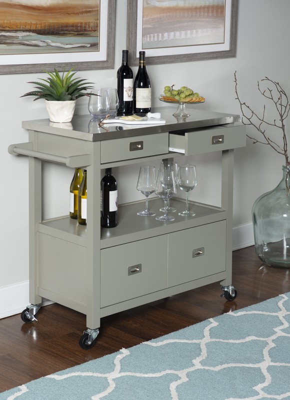 Amryis 37.5'' Wide Rolling Kitchen Cart with Stainless Steel Top