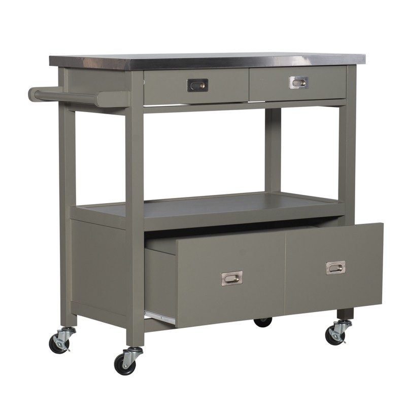Amryis 37.5'' Wide Rolling Kitchen Cart with Stainless Steel Top