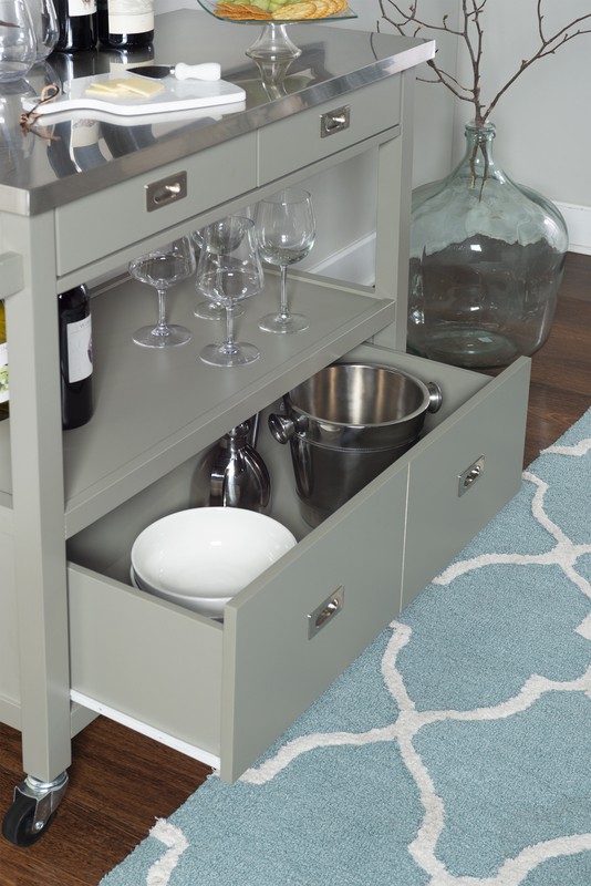 Amryis 37.5'' Wide Rolling Kitchen Cart with Stainless Steel Top