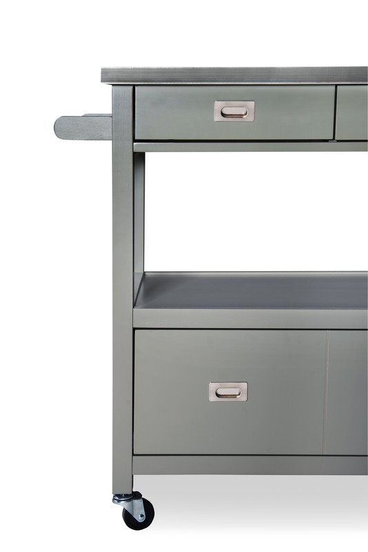 Amryis 37.5'' Wide Rolling Kitchen Cart with Stainless Steel Top
