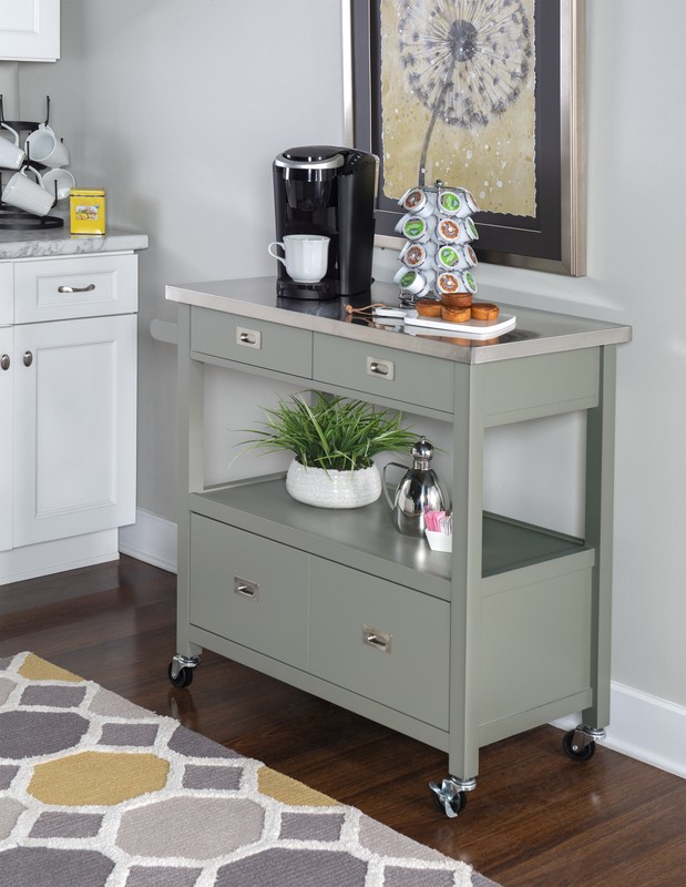 Amryis 37.5'' Wide Rolling Kitchen Cart with Stainless Steel Top