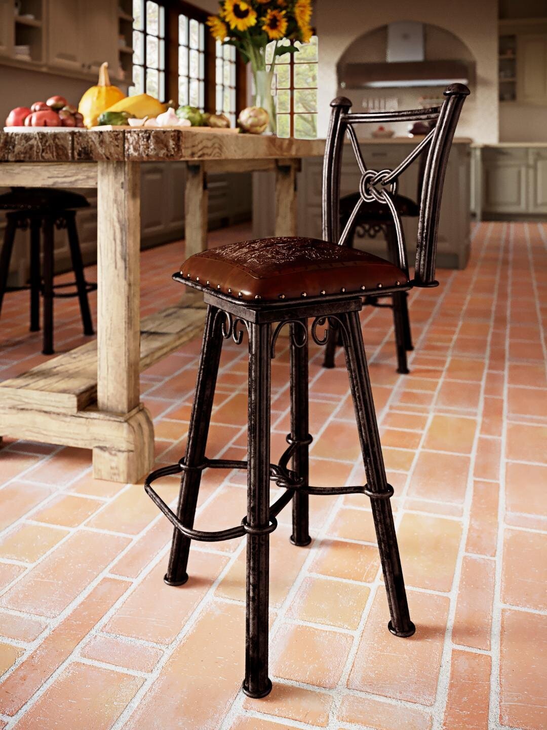 Antique Cast Iron Bar Stools With Square Seats