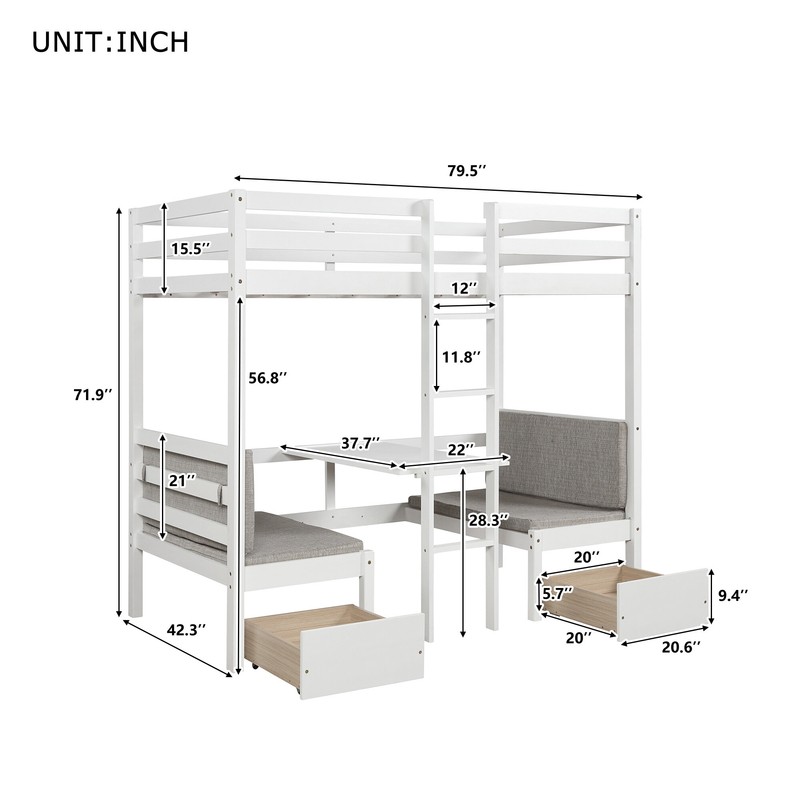 Aprin Twin Over Twin Standard Bunk Bed with Built-in-Desk by Harriet Bee