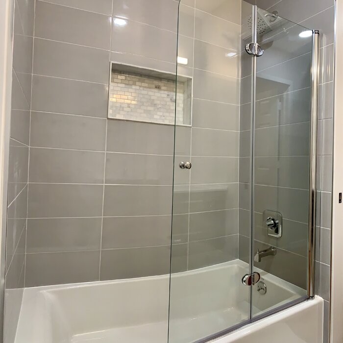 Aqua Fold 36" W x 58" H Folding Semi-Frameless Tub Door