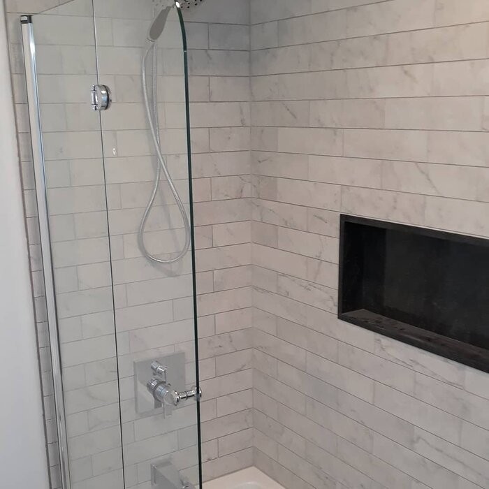 Aqua Fold 36" W x 58" H Folding Semi-Frameless Tub Door
