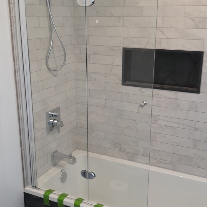 Aqua Fold 36" W x 58" H Folding Semi-Frameless Tub Door
