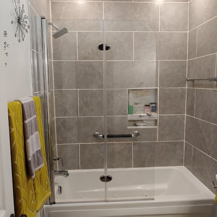 Aqua Fold 36" W x 58" H Folding Semi-Frameless Tub Door