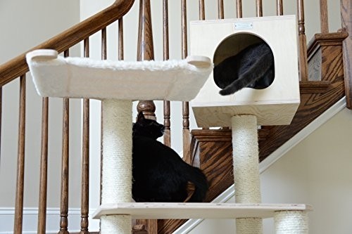 Armarkat 89" Solid Wood Cat Tree Condo Furniture S8902, Tan, 49"(L) X34(W) X89(H)