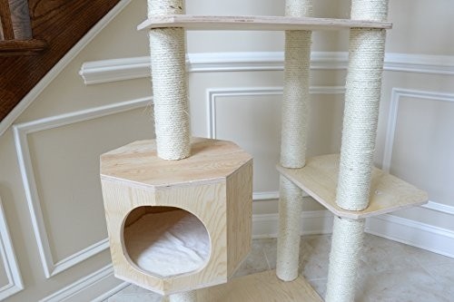 Armarkat 89" Solid Wood Cat Tree Condo Furniture S8902, Tan, 49"(L) X34(W) X89(H)