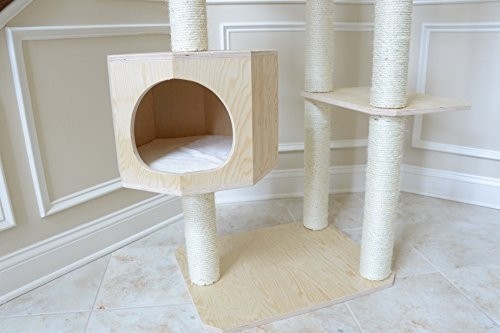 Armarkat 89" Solid Wood Cat Tree Condo Furniture S8902, Tan, 49"(L) X34(W) X89(H)