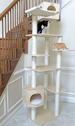Armarkat 89" Solid Wood Cat Tree Condo Furniture S8902, Tan, 49"(L) X34(W) X89(H)