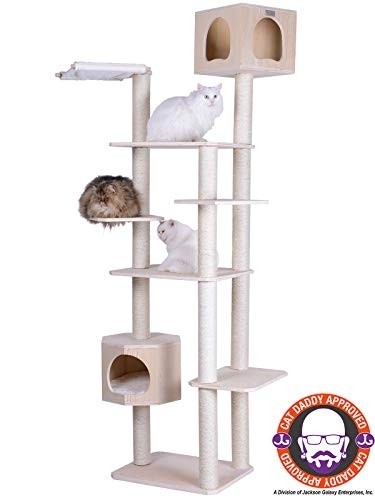 Armarkat 89" Solid Wood Cat Tree Condo Furniture S8902, Tan, 49"(L) X34(W) X89(H)