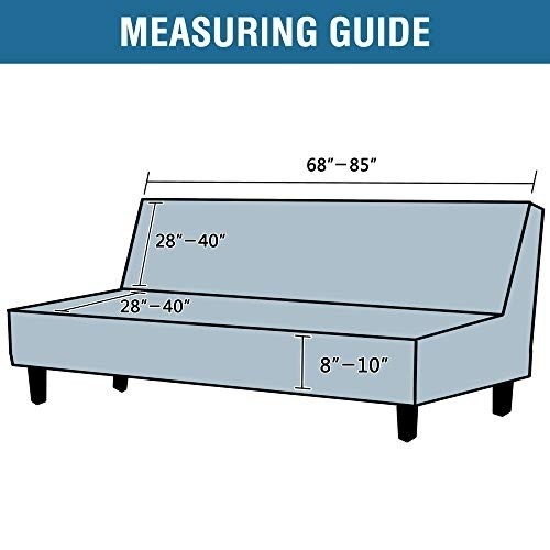 Armless Futon Cover Stretch Sofa Bed Slipcover Protector Elastic Feature Rich Textured High Spandex Small Checks Jacquard Fabric Futon Cover, Machine Washable, Gray