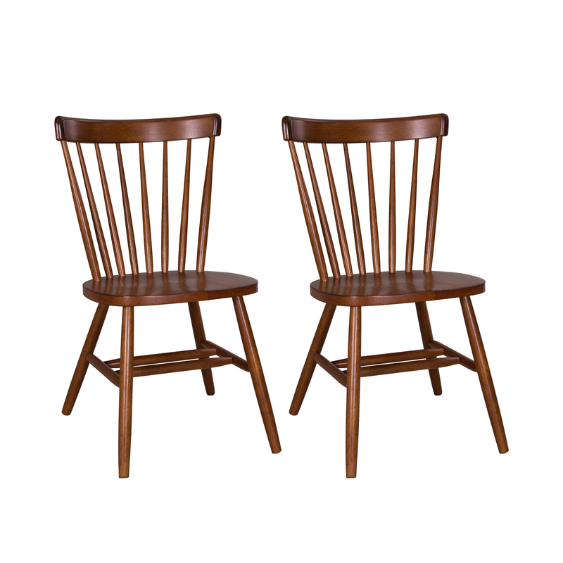 Aubrianna Solid Wood Windsor Back Side Chair in Medium Brown