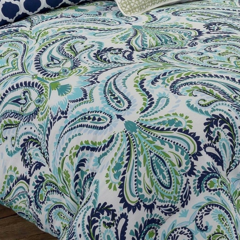 Aurelius Blue 100% Cotton 120 TC Reversible Traditional 3 Piece Comforter Set