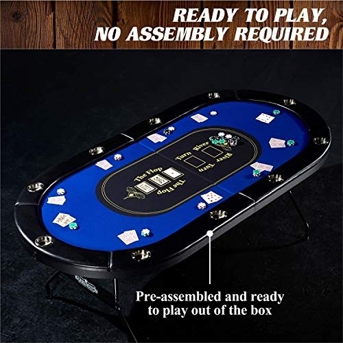 Barrington Billiards Texas Holdem Poker Table for 10 Players with Padded Rails and Cup Holders, Black (ARC084_116B)