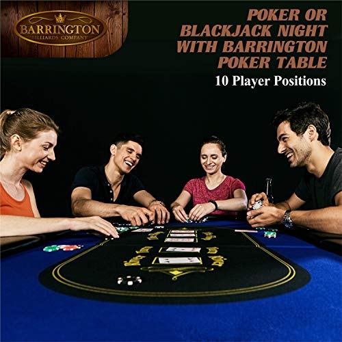 Barrington Billiards Texas Holdem Poker Table for 10 Players with Padded Rails and Cup Holders, Black (ARC084_116B)