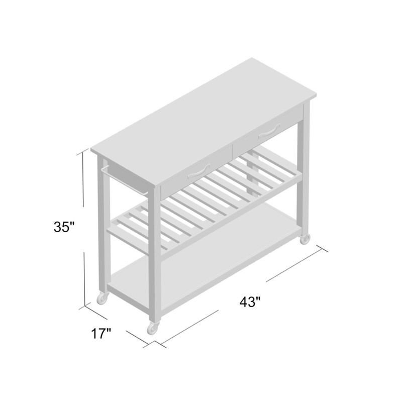 Bart 43'' Wide Rolling Kitchen Cart with Granite Top