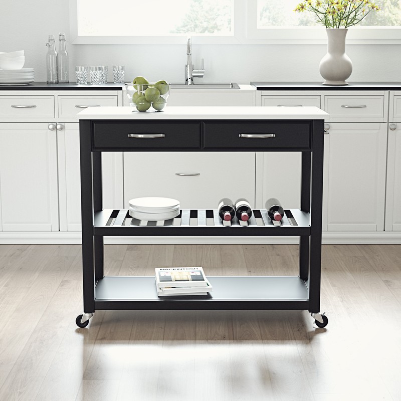 Bart 43'' Wide Rolling Kitchen Cart with Granite Top