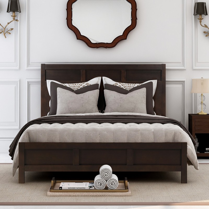 Benfer Bedroom Elegant Furniture 3 Piece Set, Queen Bed + 2 Nightstand, Pine Wood Frame