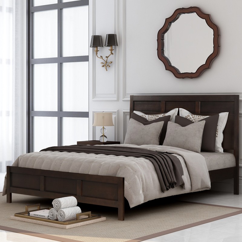 Benfer Bedroom Elegant Furniture 3 Piece Set, Queen Bed + 2 Nightstand, Pine Wood Frame