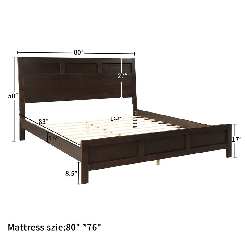 Benfer Bedroom Elegant Furniture 3 Piece Set, Queen Bed + 2 Nightstand, Pine Wood Frame