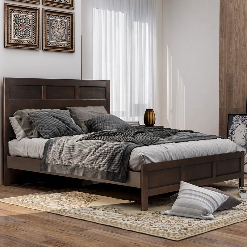Benfer Bedroom Elegant Furniture 3 Piece Set, Queen Bed + 2 Nightstand, Pine Wood Frame