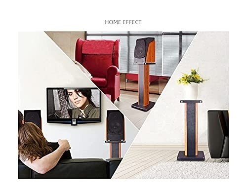 bimiti Wood Grain Speaker Stands 24 Inch Floor Speaker Stand Pair Bookshelf Speaker Stands Heavy Duty Hollowed Studio Monitor Stands for Home Theater Speakers with Sand Filling Tuning Function - Pair