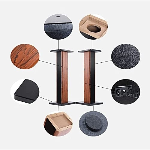 bimiti Wood Grain Speaker Stands 24 Inch Floor Speaker Stand Pair Bookshelf Speaker Stands Heavy Duty Hollowed Studio Monitor Stands for Home Theater Speakers with Sand Filling Tuning Function - Pair