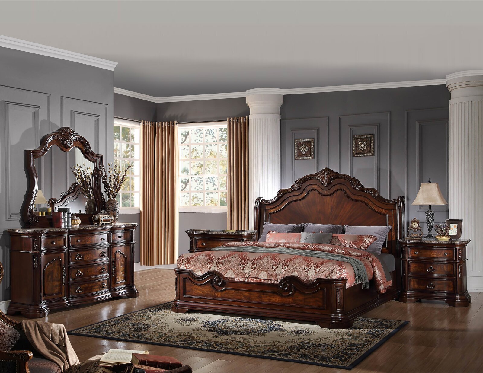 Birchwood Victorian Style Bedroom Set 