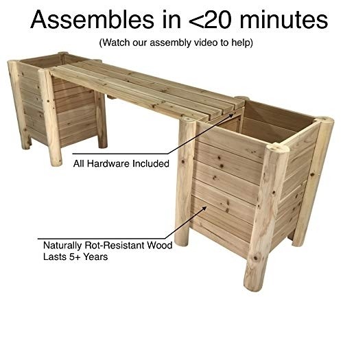 Boldly Growing Raised Planter Bench - Elevated Outdoor Patio Herb Garden Kit to Grow Herbs and Vegetables