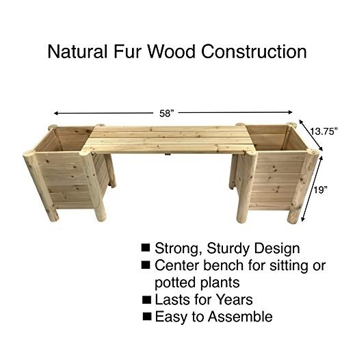 Boldly Growing Raised Planter Bench - Elevated Outdoor Patio Herb Garden Kit to Grow Herbs and Vegetables