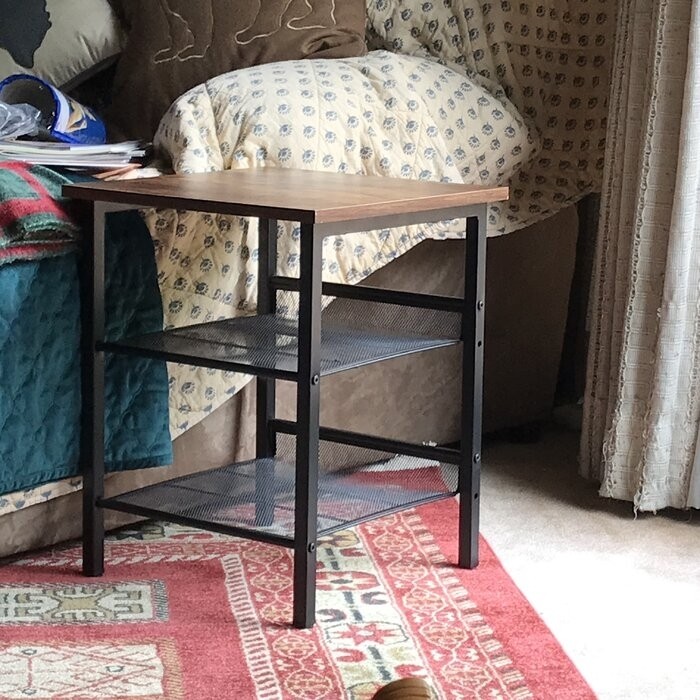 Borrero 20'' Tall Iron Nightstand in Brown/Black