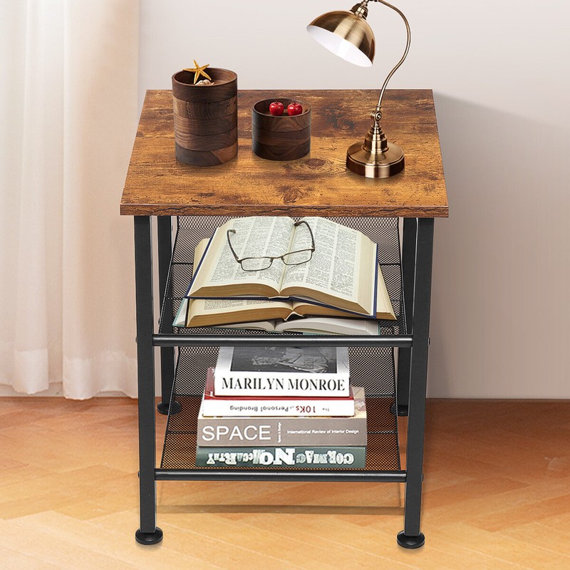 Borrero 20'' Tall Iron Nightstand in Brown/Black