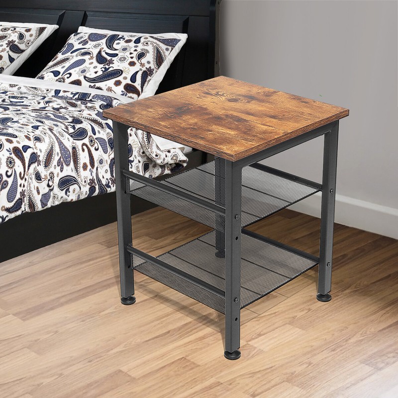 Borrero 20'' Tall Iron Nightstand in Brown/Black