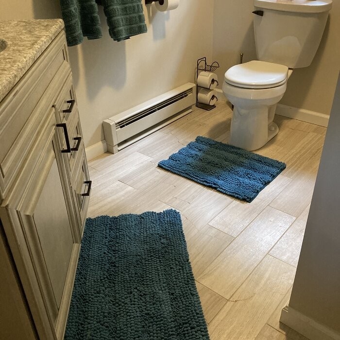 Brinker Brinket Ultra Plush Rectangular Chenille Non-Slip Solid 2 piece Bath Rug Set