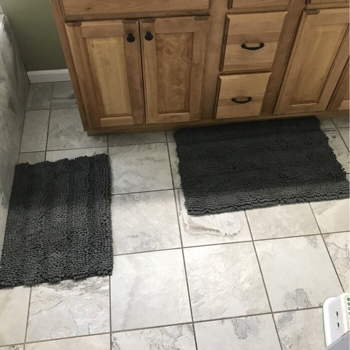 Brinker Brinket Ultra Plush Rectangular Chenille Non-Slip Solid 2 piece Bath Rug Set