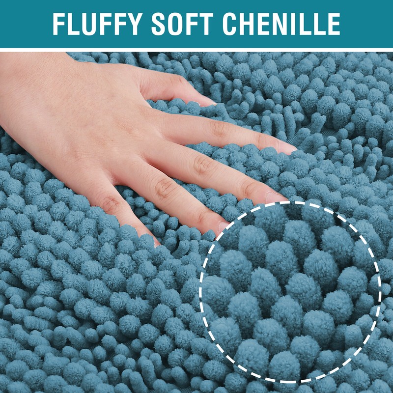 Brinker Brinket Ultra Plush Rectangular Chenille Non-Slip Solid 2 piece Bath Rug Set